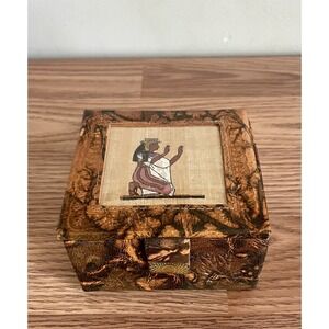 Egyptian Leather Jewelry‎ Box  (4"x4"x2 1/2")